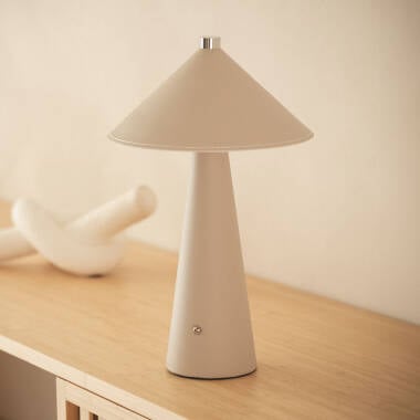 Lampada da Tavolo LED 3W Portatile Cuoio e Metallo con Batteria USB Ricaricabile Nhalma