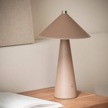 Lampe à Poser LED 3W Portable Cuir et Métal avec Batterie USB Rechargeable Nhalma