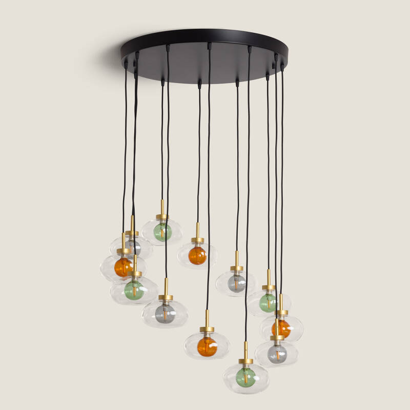 Afbeelding van Hanglamp Aluminium en Glas  Hassi 12 Lampen