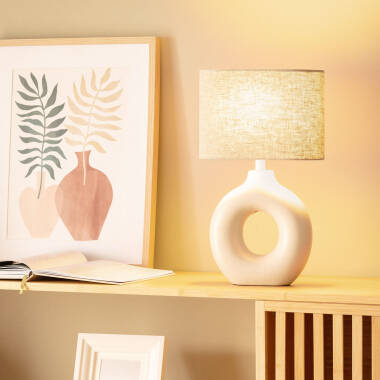 Bild von Tischlampe Keramik und Stoff Memphis Bild von Tischlampe Keramik und Stoff Memphis