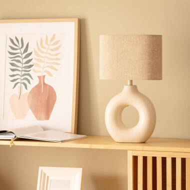 Bild von Tischlampe Keramik und Stoff Memphis Bild von Tischlampe Keramik und Stoff Memphis