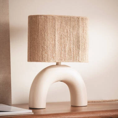 Lampa Stołowa Ceramika i Naturalny Sznurek Callie