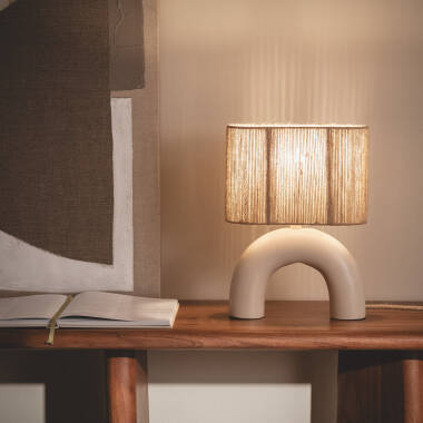 Lampada Da Tavolo Articolata In Legno YOKI - Stile Robot/Nordico Con Paralume In Tessuto, Porta E27, 40W Max