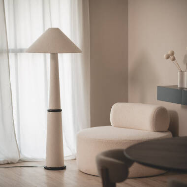 Stojací Lampa ze Dřeva a Textilu Lombe