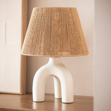 Otilia Tischlampe aus geflochtenem Papier und Harz