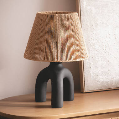 Lampe à Poser Papier Tressé et Résine Otilia