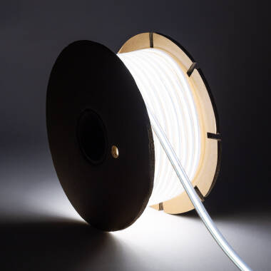 50m 220V LED Strip Dimmable Autorectified COB 320LED/m 14W/m 1120lm/m SILICONE FLEX 10mm Wide Cut at Every 25cm IP65