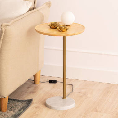 Wood and Glass Table Lamp Brandt ILUZZIA