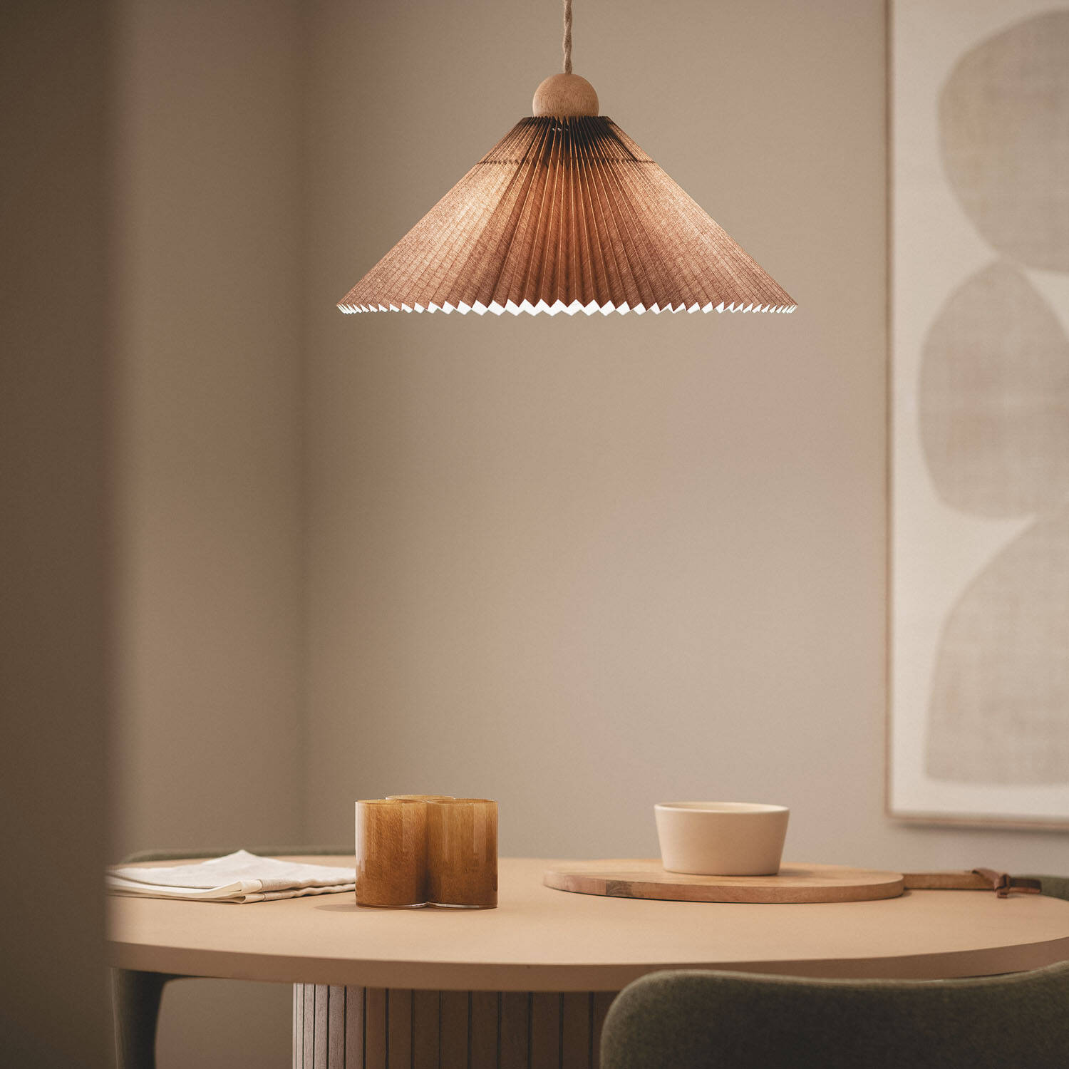 Lampa Wisząca Drewno i Materiał Luanda - widok 2