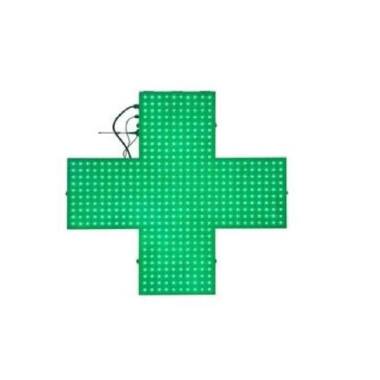 Croix Pharmacie LED Vert Extérieur Double Écran avec Télécommande