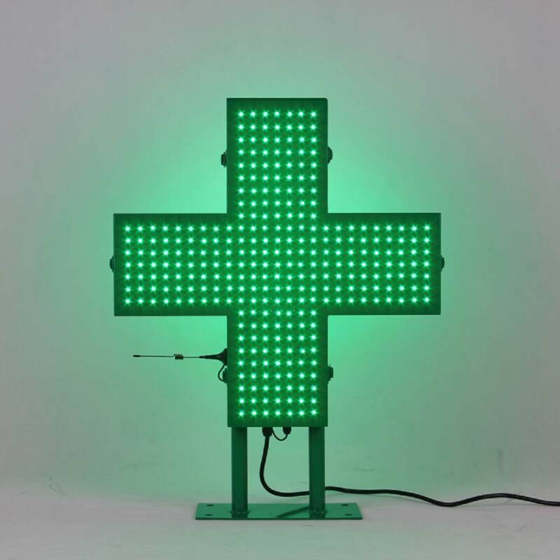 Image de Croix Pharmacie LED Vert Extérieur Double Écran avec Télécommande