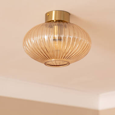 Plafondlamp van Metaal en Glas Basile