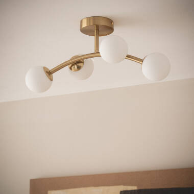 Moonlight Ovo 4 Spotlight Metal & Glass Ceiling Lamp