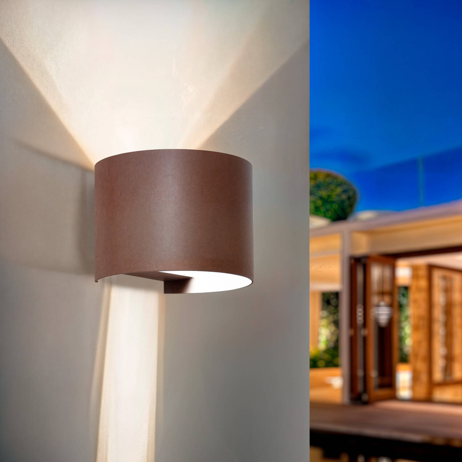 Kinkiet Ścienny LED Zewnętrzny 10W z Aluminium Podwójne Oświetlenie Regulacja CCT Iridix Round