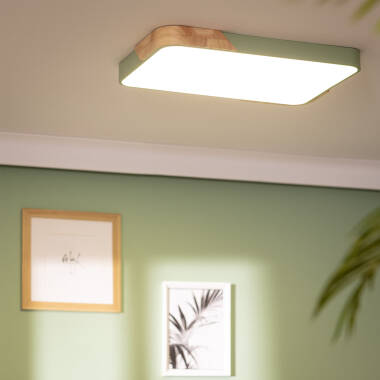 Přisazené Stropní Čtvercové 30W LED Svítidlo ze Dřeva a Kovu CCT dle Výběru Semi-Dari 625x625 mm