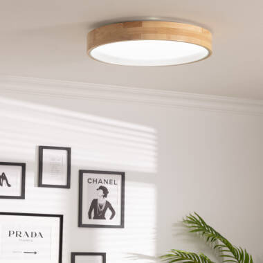 Plafondlamp LED 30W Rond Hout en aluminium Ø570mm CCT Selecteerbaar Dari