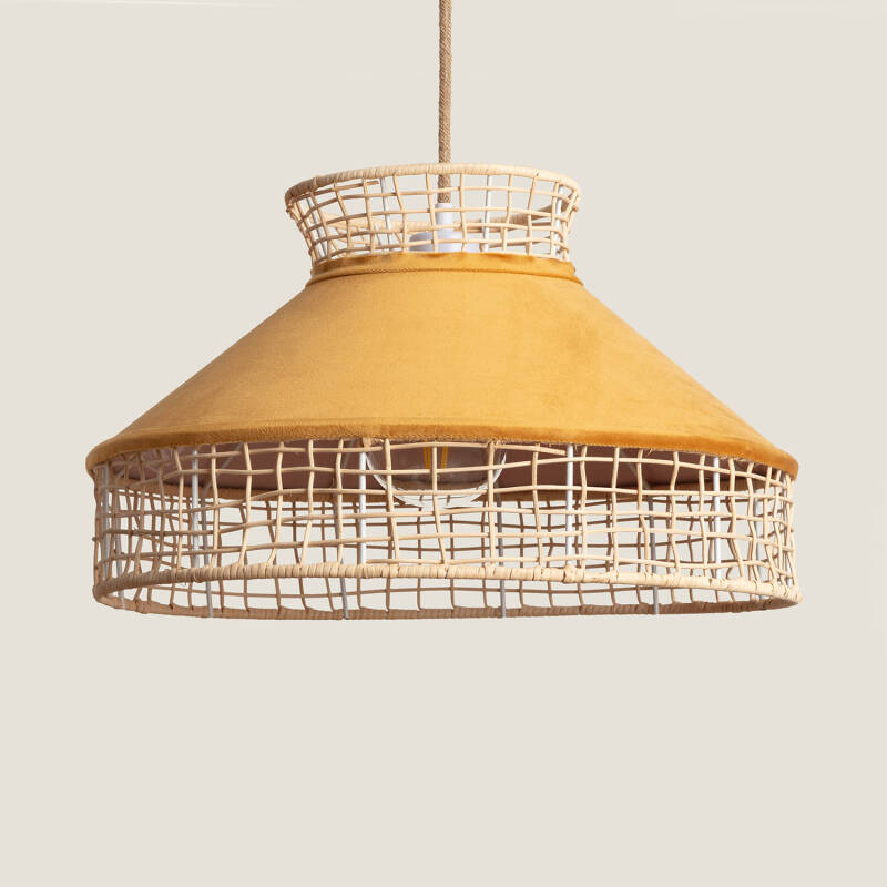 Image of Longoria Rattan & Fabric Pendant Lamp