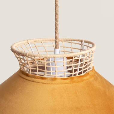 Image of Longoria Rattan & Fabric Pendant Lamp