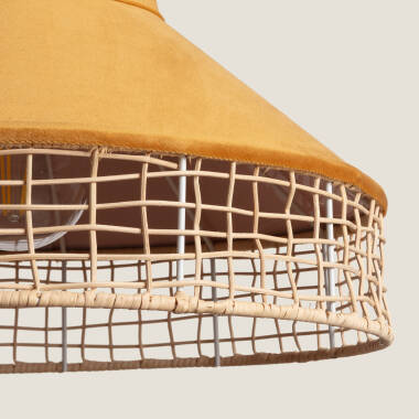 Image of Longoria Rattan & Fabric Pendant Lamp