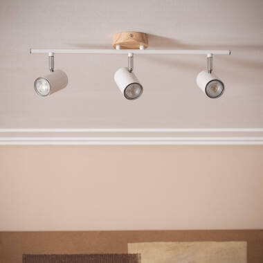 Obrázek Bodové Stropní Svítidlo ze Dřeva a Kovu Albus 3xGU10