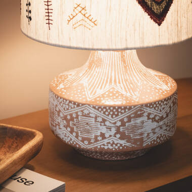 Bild von [SK] Lámpara de Mesa en Tela y Madera Agra