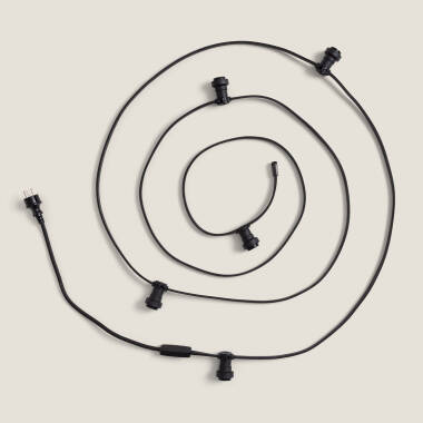 Lichtslinger Outdoor IP44 met Platte Elektrische Kabel en E27 Fitting Zwart