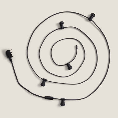 Black Outdoor Garland with Flat Electric cable for E27 Lampholder