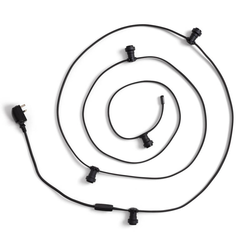 Image of Black Outdoor Garland with Flat Electric cable for E27 Lampholder