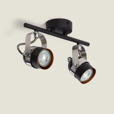 Plafonnier Orientable Aluminium 2 Spots Noir Sinner