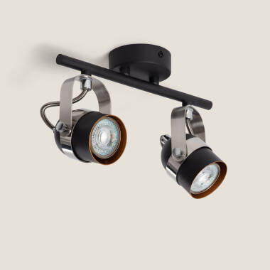 Sinner Adjustable Aluminium 2 Spotlight Ceiling Lamp in Black