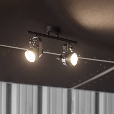Image of Sinner Adjustable Aluminium 2 Spotlight Ceiling Lamp in Black