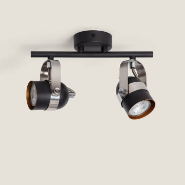 Image of Sinner Adjustable Aluminium 2 Spotlight Ceiling Lamp in Black