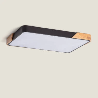 Plafonnier LED 30W Rectangulaire Bois et Aluminium 625x425 mm CCT Sélectionnable Semi-Dari