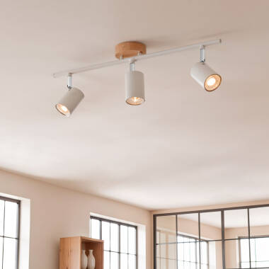 Bild von Deckenleuchte verstellbar Holz und metall 2 Strahler Albus