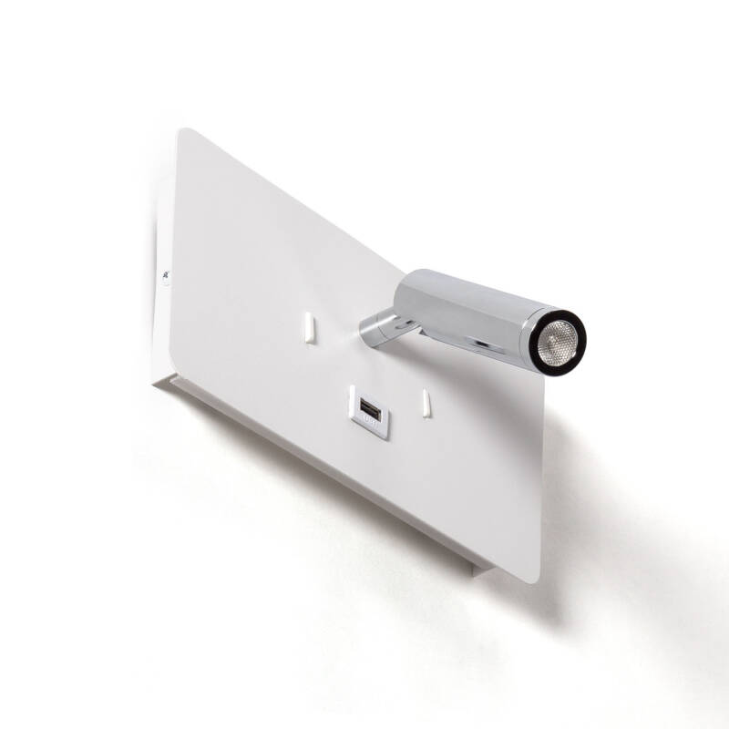 Obrázek Nástěnná LED Lampa se Světlem na Čtení  z Kovu 8W s USB portem Rossey