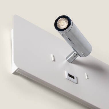 Obrázek Nástěnná LED Lampa se Světlem na Čtení  z Kovu 8W s USB portem Rossey