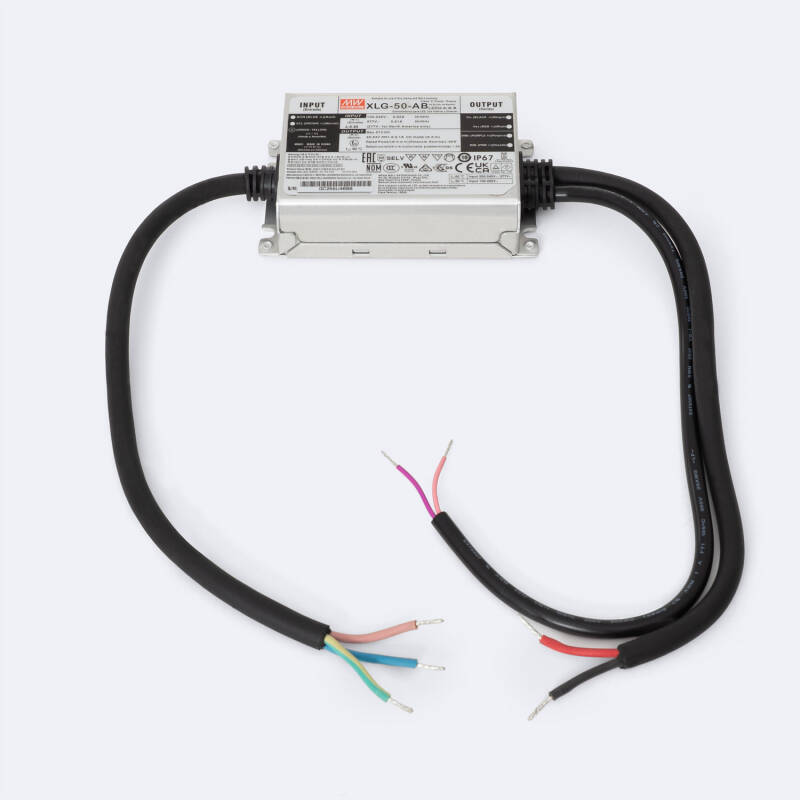 Immagine di Driver Regolabile 1-10V 100-240V Output 22-54V 1000-2100mA 50W IP67 XLG-50-H-AB  MEAN WELL