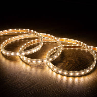 LED Strip 220V AC 60 LED/m Warm Wit IP65 op Maat In te korten om de 100cm en 14 mm Breed