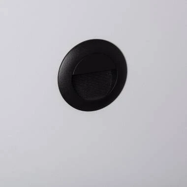Olite 3W Round Outdoor Recessed Aluminium LED Wall Light Black