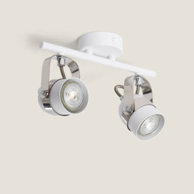 Lampada da Soffitto Orientabile in Alluminio 2 Faretti Sinner Bianco