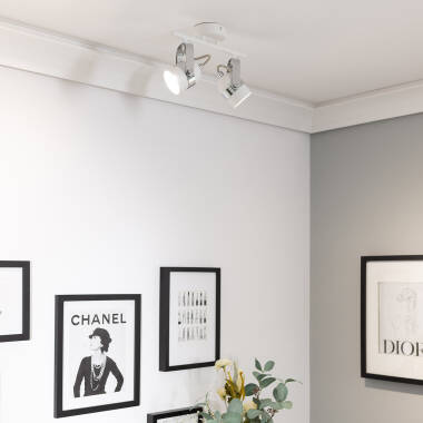 Afbeelding van Plafondlamp  Verstelbaar Aluminium  2 Spots Wit Sinner 