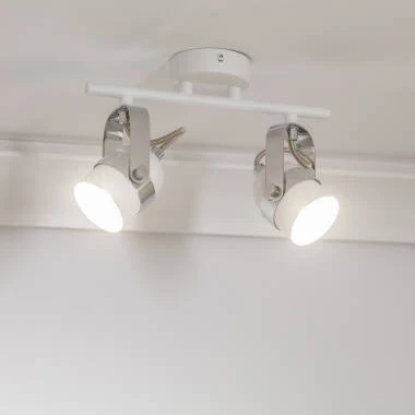 Sinner Adjustable Aluminium 2 Spot Ceiling Lamp in White