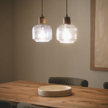 Image de Suspension Bois et Verre Amber Dallas 2 Spots