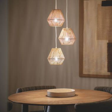 Image of Trilla Braided Paper Three Spotlight Pendant Lamp 