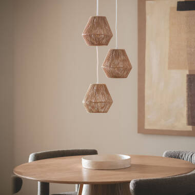Image of Trilla Braided Paper Three Spotlight Pendant Lamp 