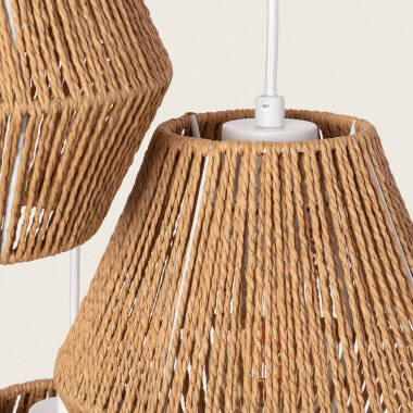 Image of Trilla Braided Paper Three Spotlight Pendant Lamp 