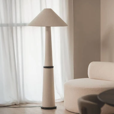 Lampada da Terra Legno e Stoffa Lombe