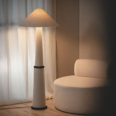 Bild von Stehlampe aus Holz und Stoff Lombe