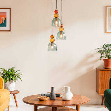 Image of Tri Baudelaire Metal and Glass Pendant Lamp 