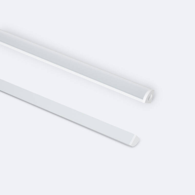 Image of Recessed 2m Corner Profile with Round cover for LED Strip up to 5mm